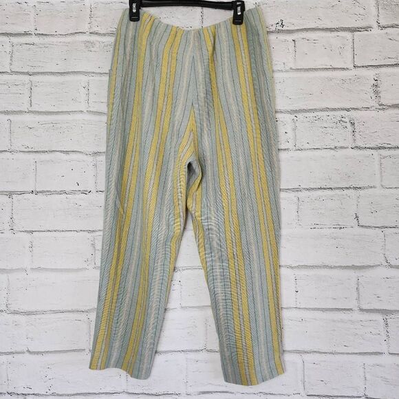 Soft Surroundings Women's Multicolor Stripe Linen Blend Crop Pants Wide Leg 10 - Picture 8 of 14